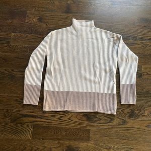 Rachel Zoe vertical stripe taupe turtleneck sweater